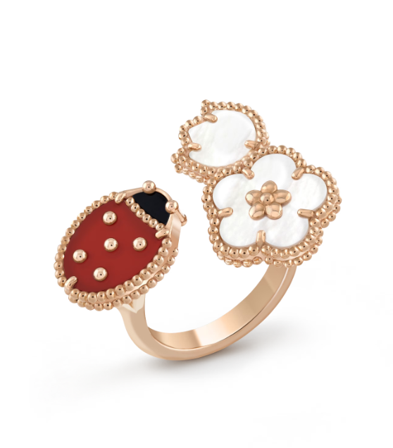 ˇSirae GemˇLUCKY 3 MOTIF ROSE GOLD RING